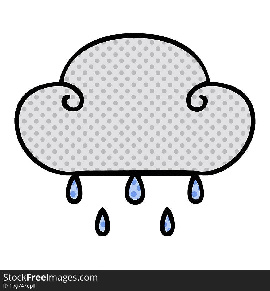 Quirky Comic Book Style Cartoon Rain Cloud