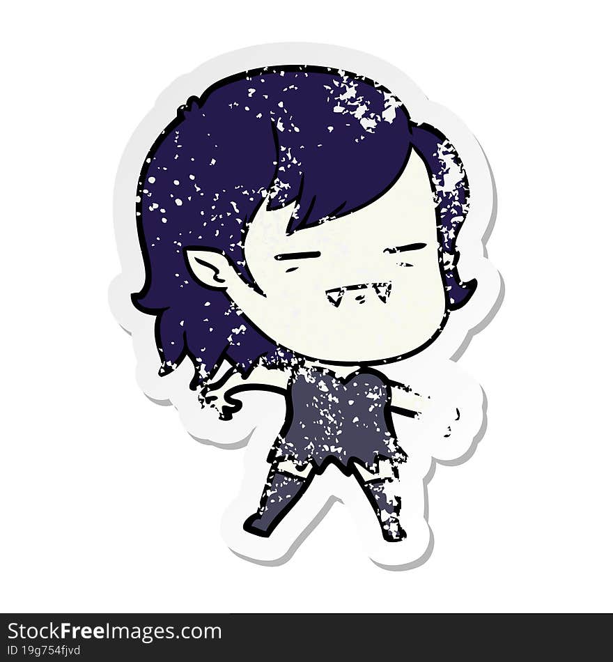 distressed sticker of a cartoon undead vampire girl