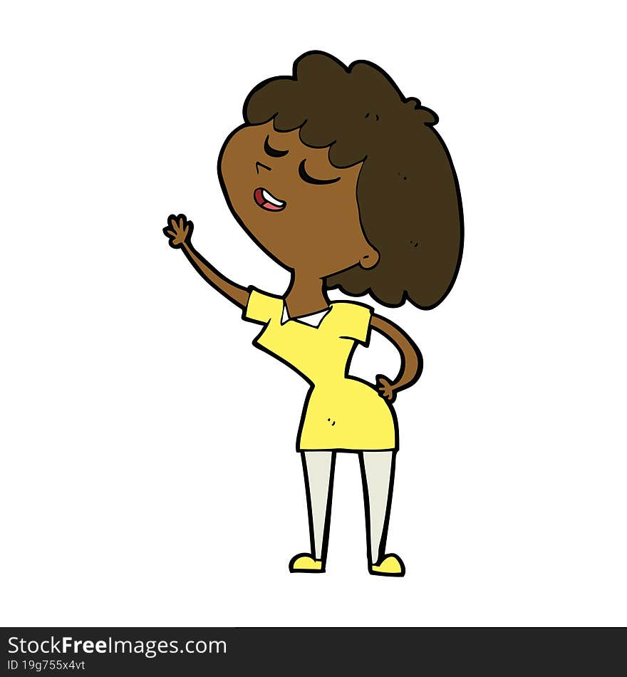 cartoon happy woman about to speak