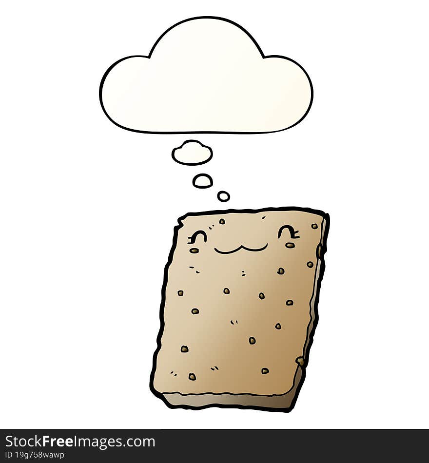 Cartoon Biscuit And Thought Bubble In Smooth Gradient Style