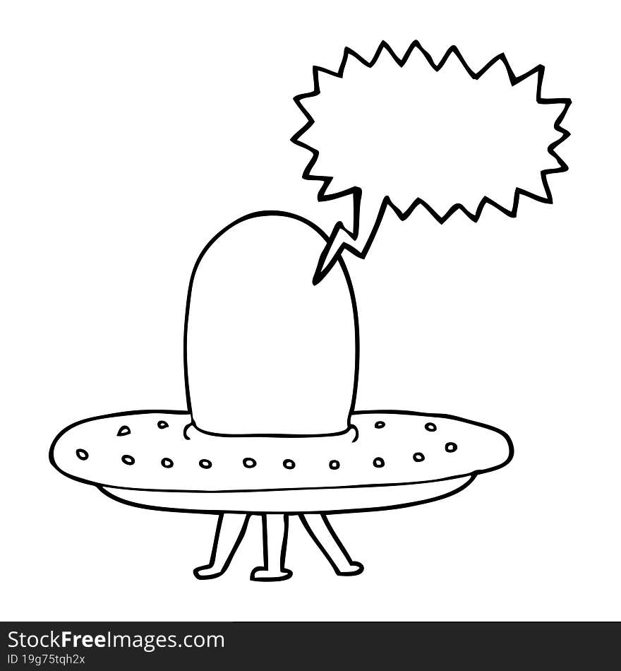 Speech Bubble Cartoon Spaceship