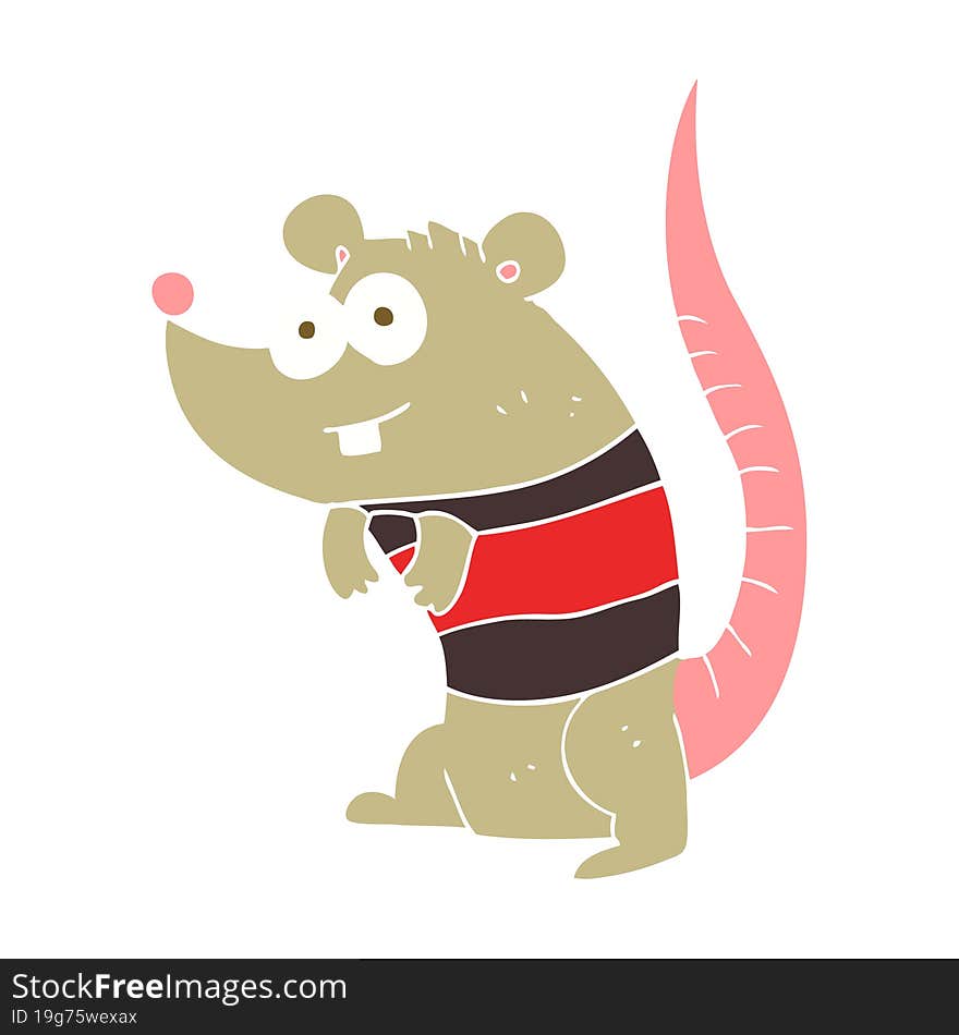 flat color illustration of a cartoon rat