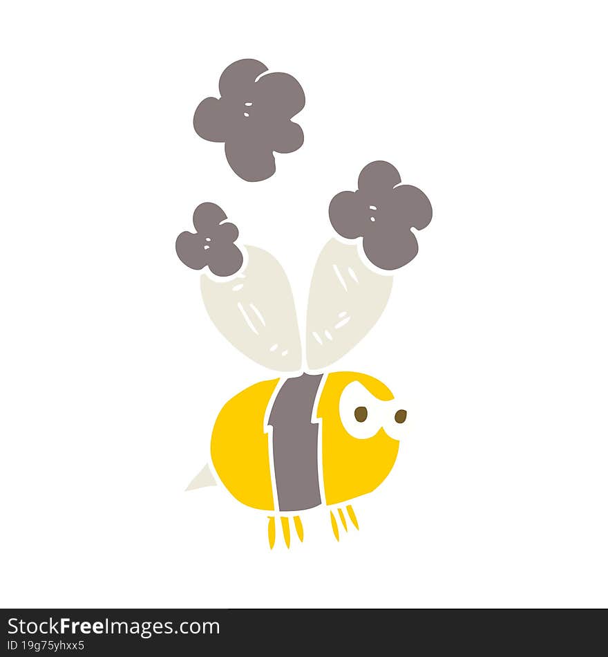 flat color illustration of angry bee. flat color illustration of angry bee