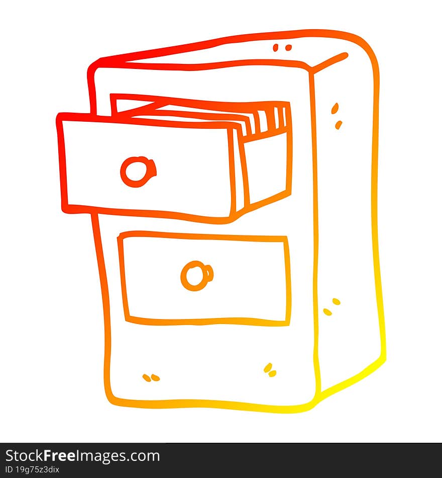 warm gradient line drawing cartoon drawers of files