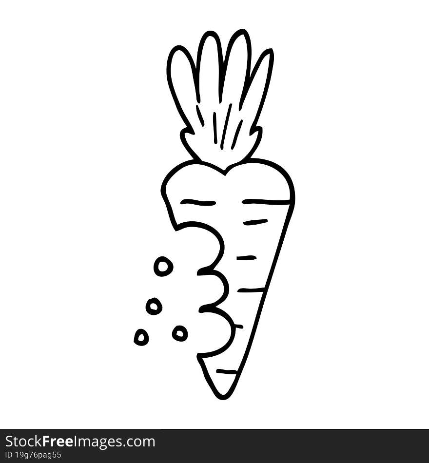 line drawing cartoon carrot with bite marks