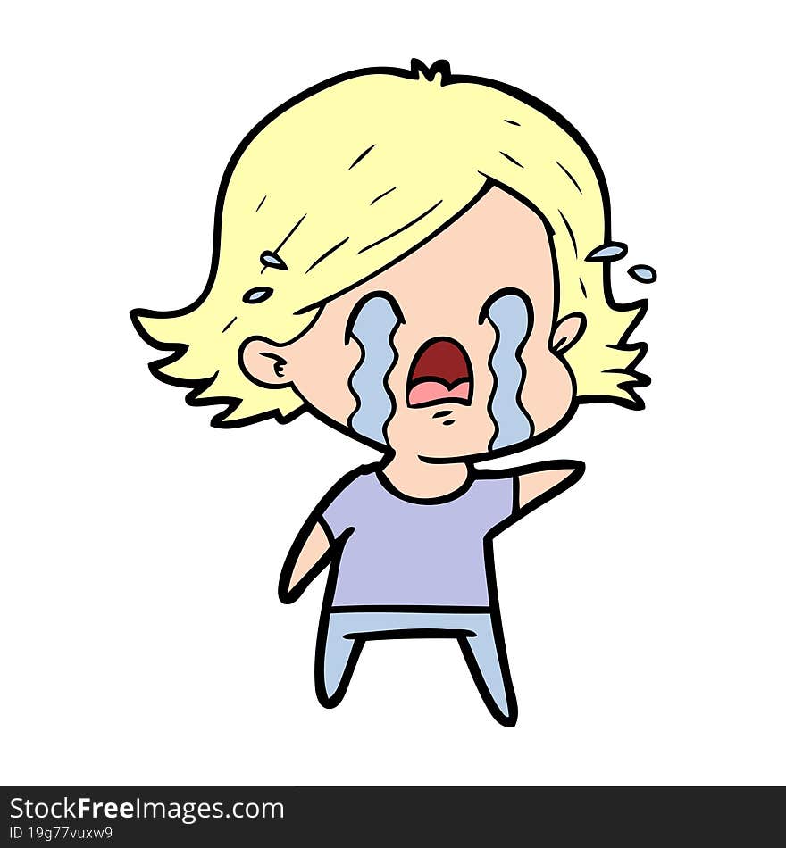 cartoon woman crying. cartoon woman crying