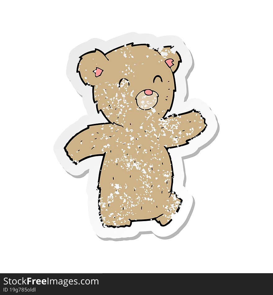 Retro Distressed Sticker Of A Cartoon Teddy Bear