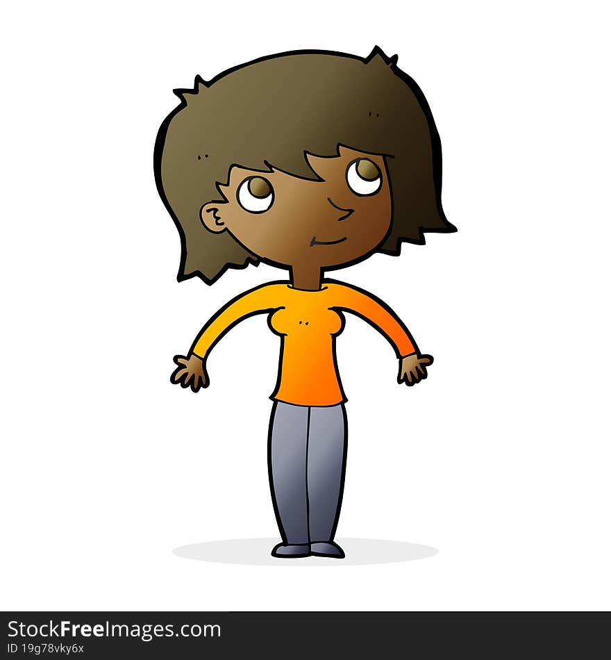 cartoon woman shrugging