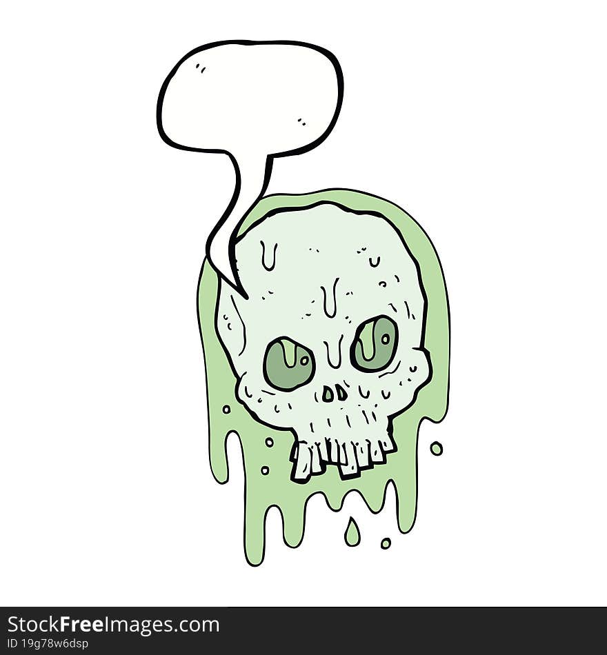 Cartoon Slimy Skull With Speech Bubble