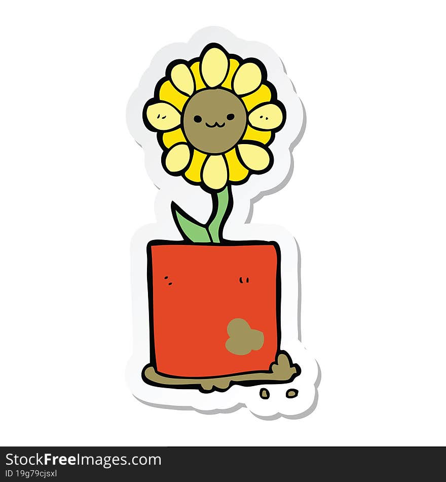 sticker of a cute cartoon flower