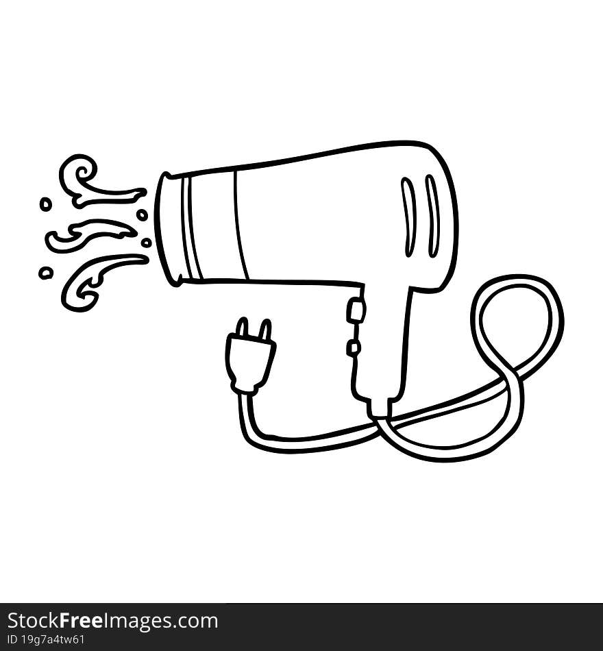 line drawing of a electric hairdryer. line drawing of a electric hairdryer