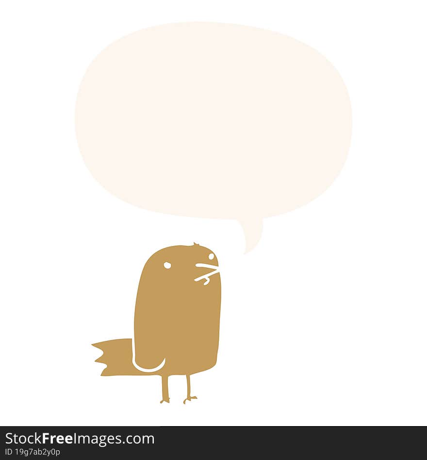 Cartoon Bird And Speech Bubble In Retro Style