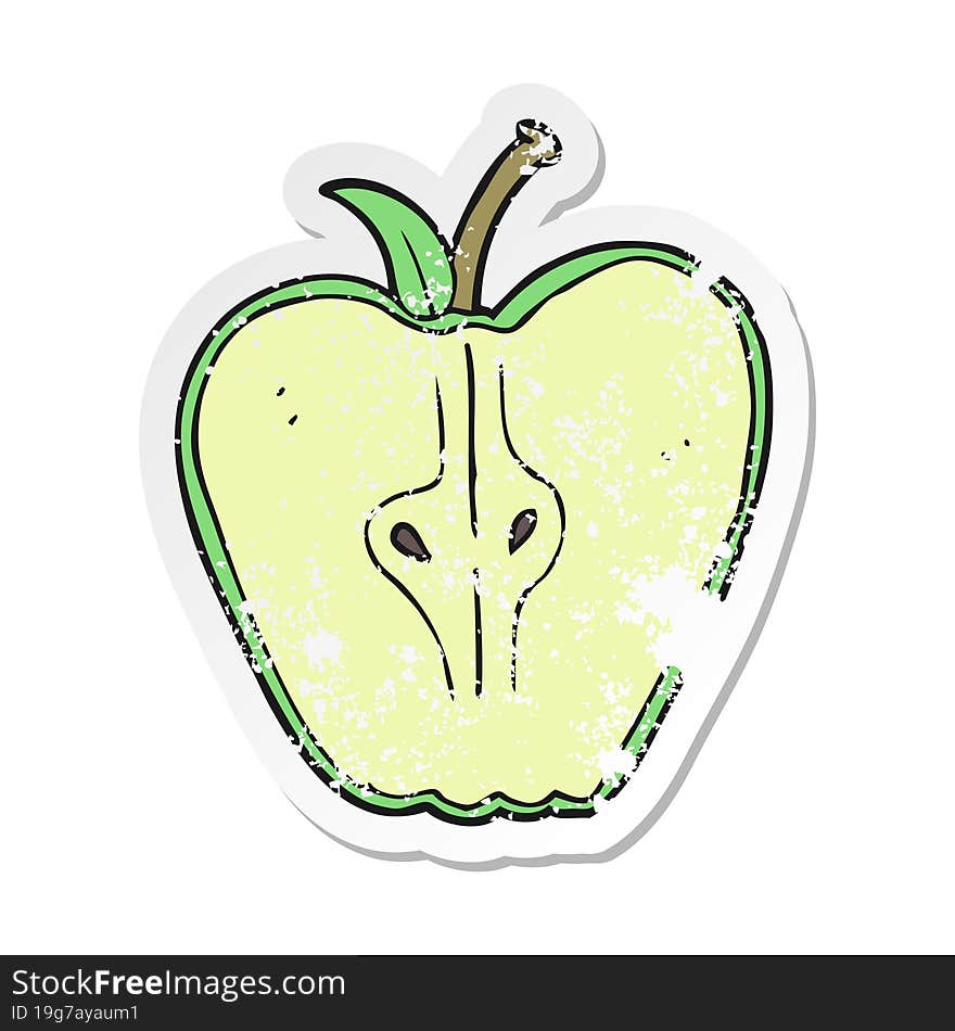 retro distressed sticker of a cartoon apple