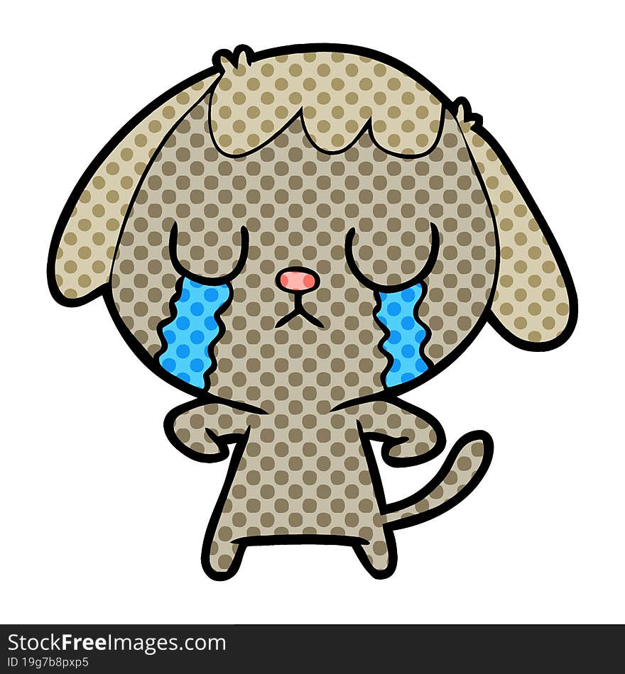 cute cartoon dog crying. cute cartoon dog crying