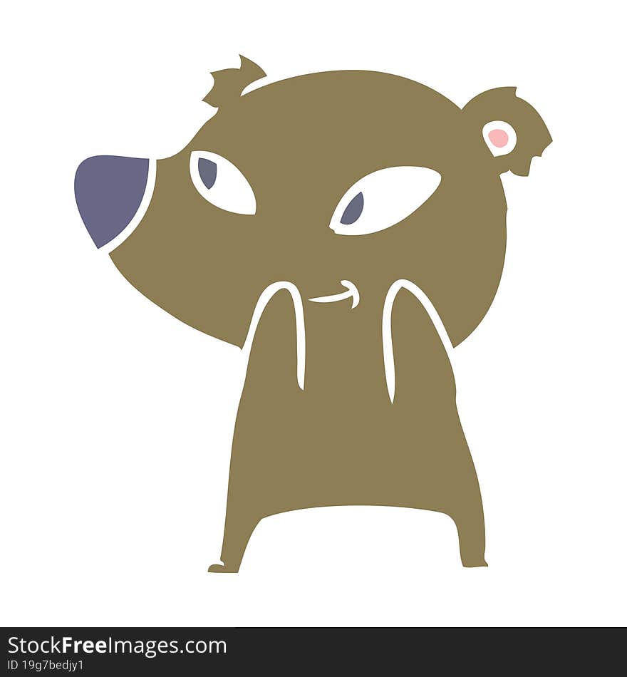 cute flat color style cartoon bear