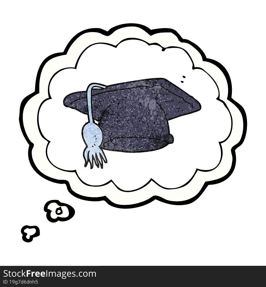 Thought Bubble Textured Cartoon Graduation Cap