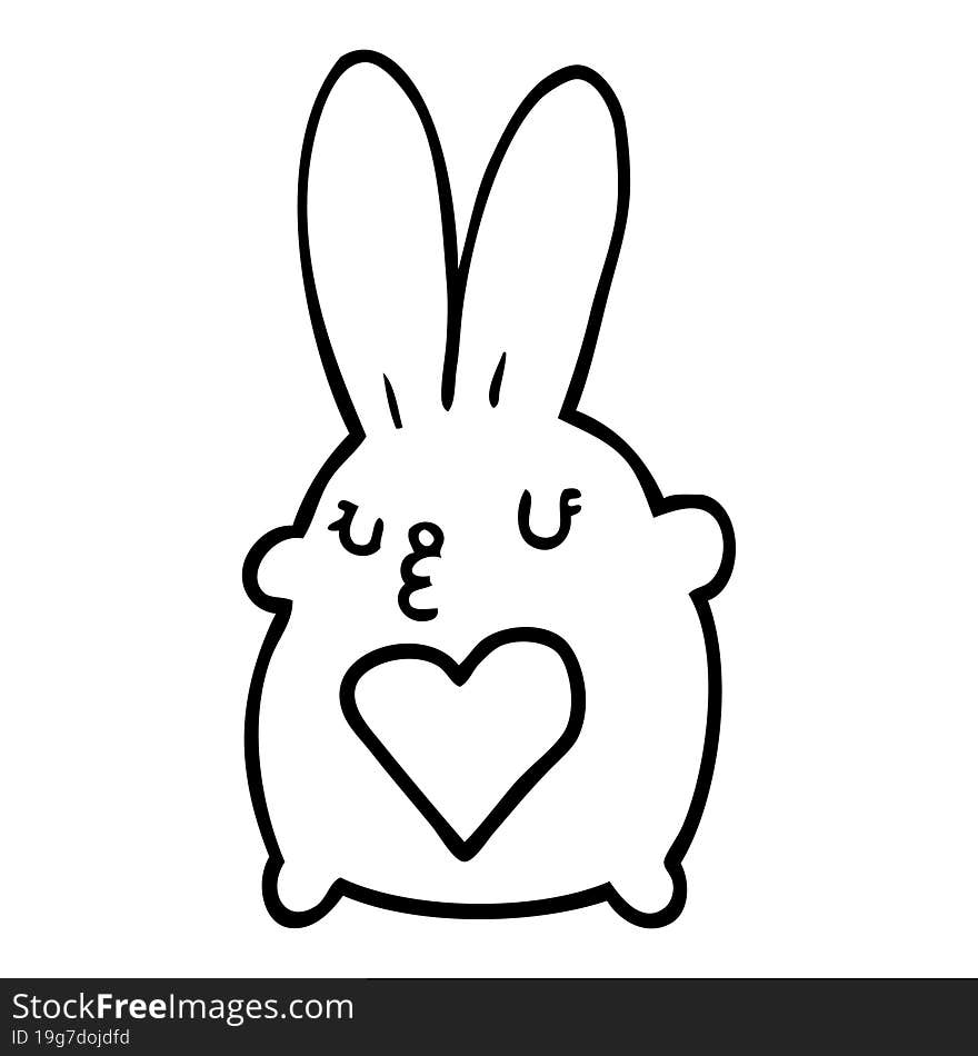 cute cartoon rabbit with love heart