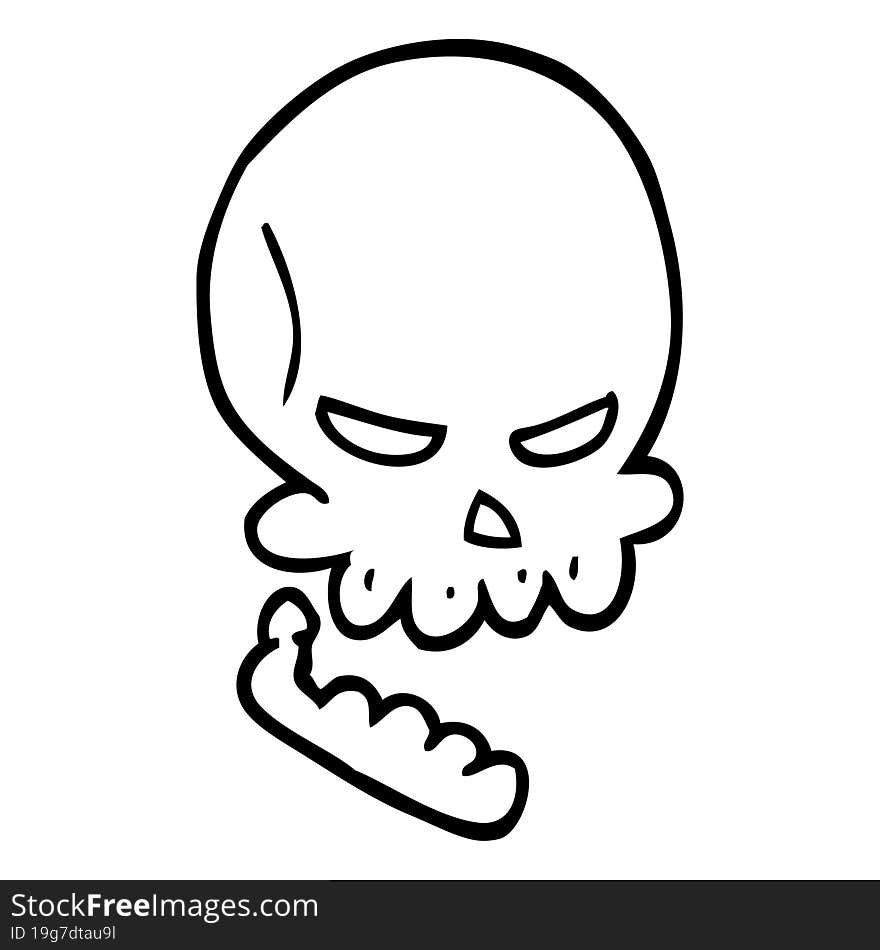 line drawing cartoon halloween skull