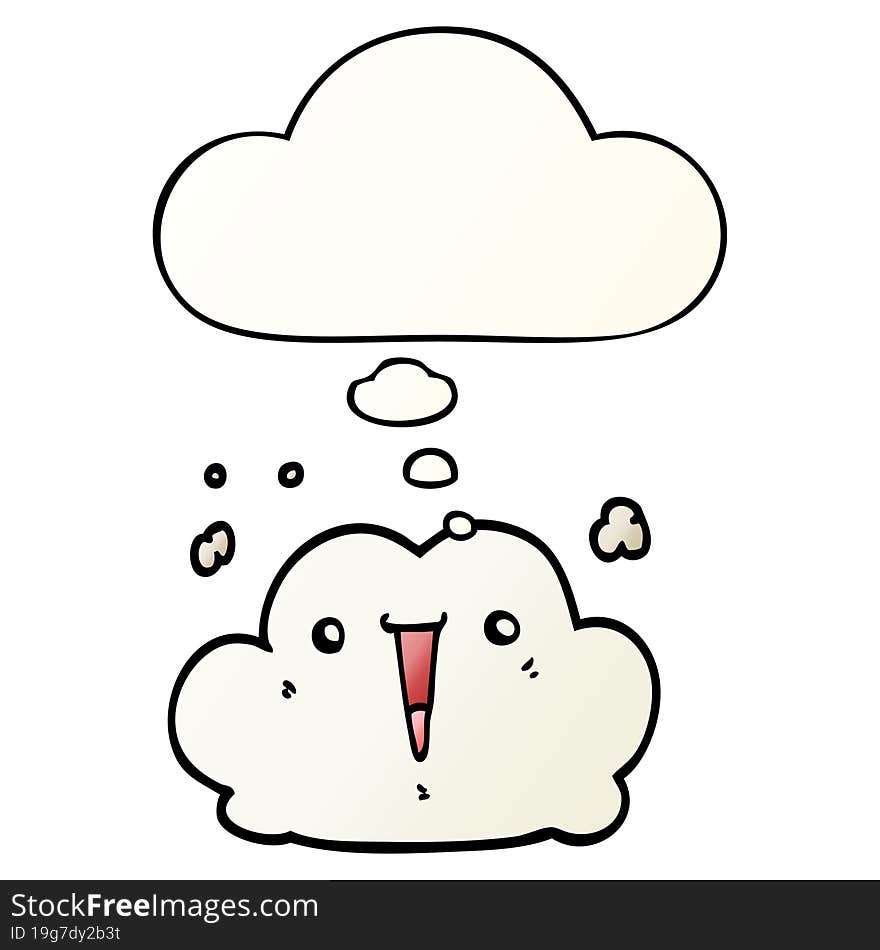 cute cartoon cloud and thought bubble in smooth gradient style