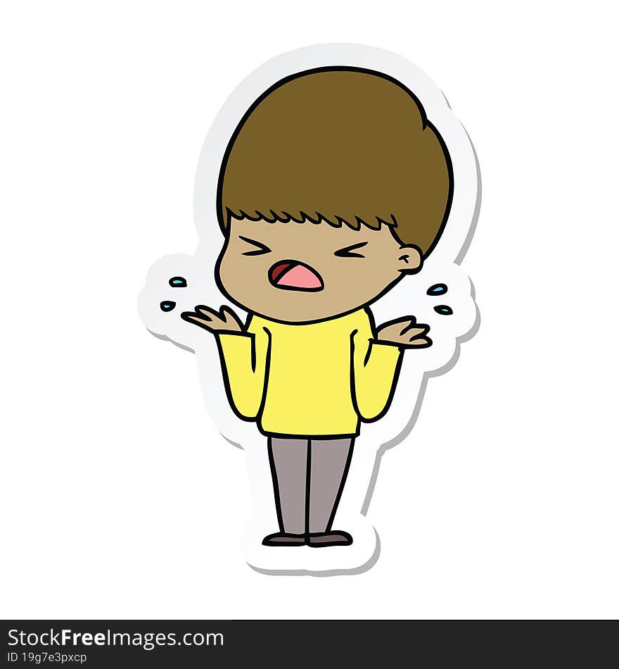 sticker of a cartoon stressed man