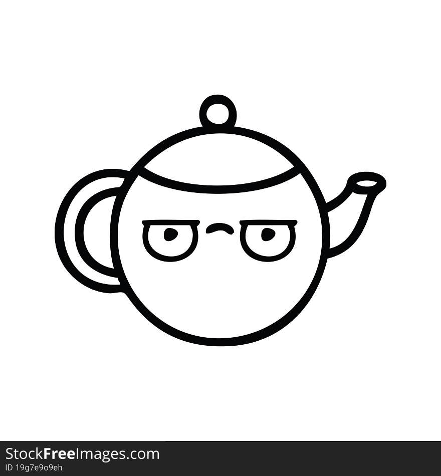 line drawing cartoon teapot