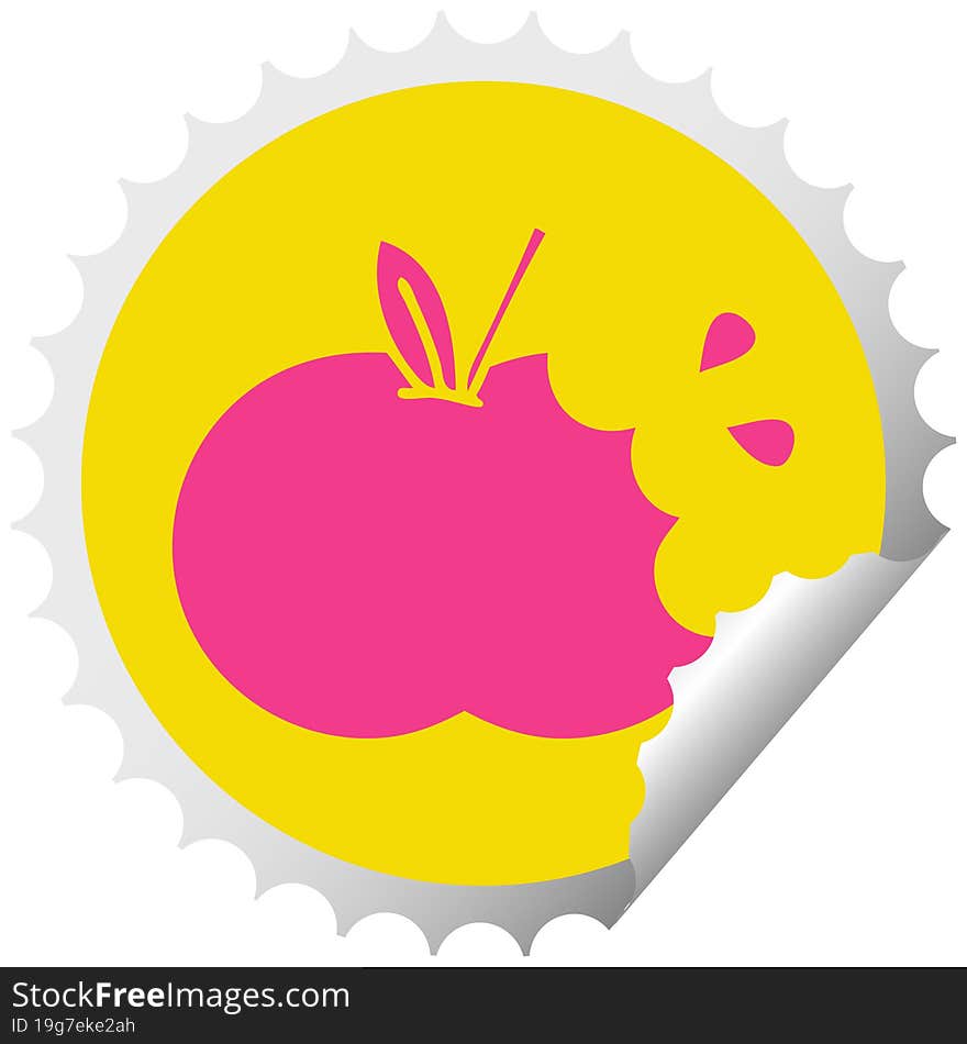 circular peeling sticker cartoon juicy apple