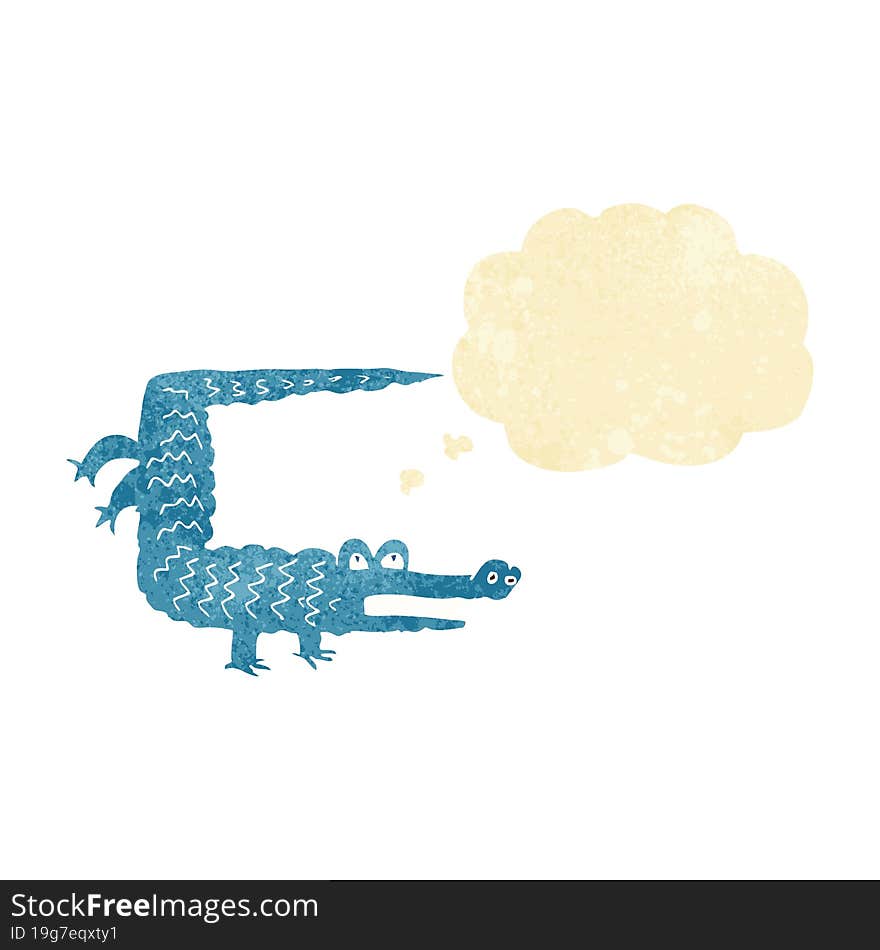 cartoon crocodile with thought bubble