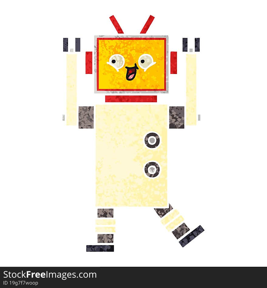 Retro Illustration Style Cartoon Robot