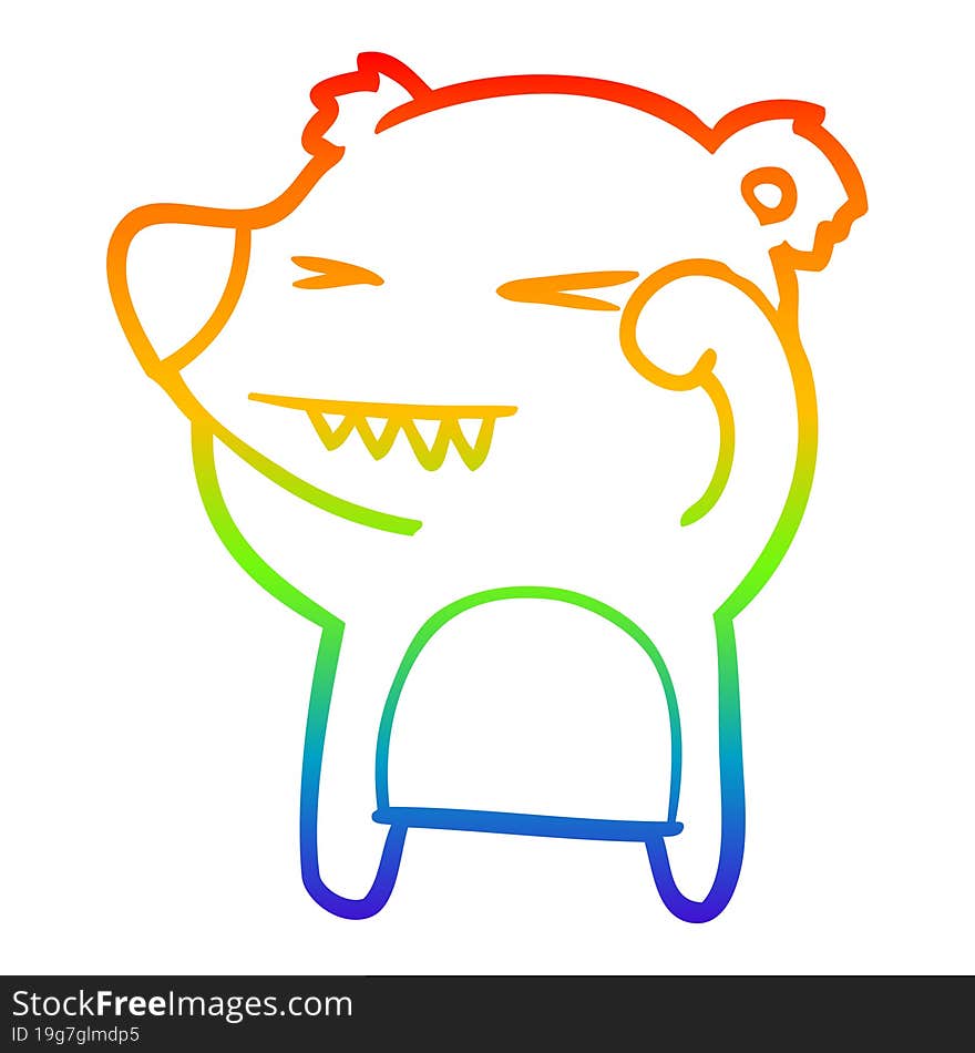 rainbow gradient line drawing angry bear cartoon