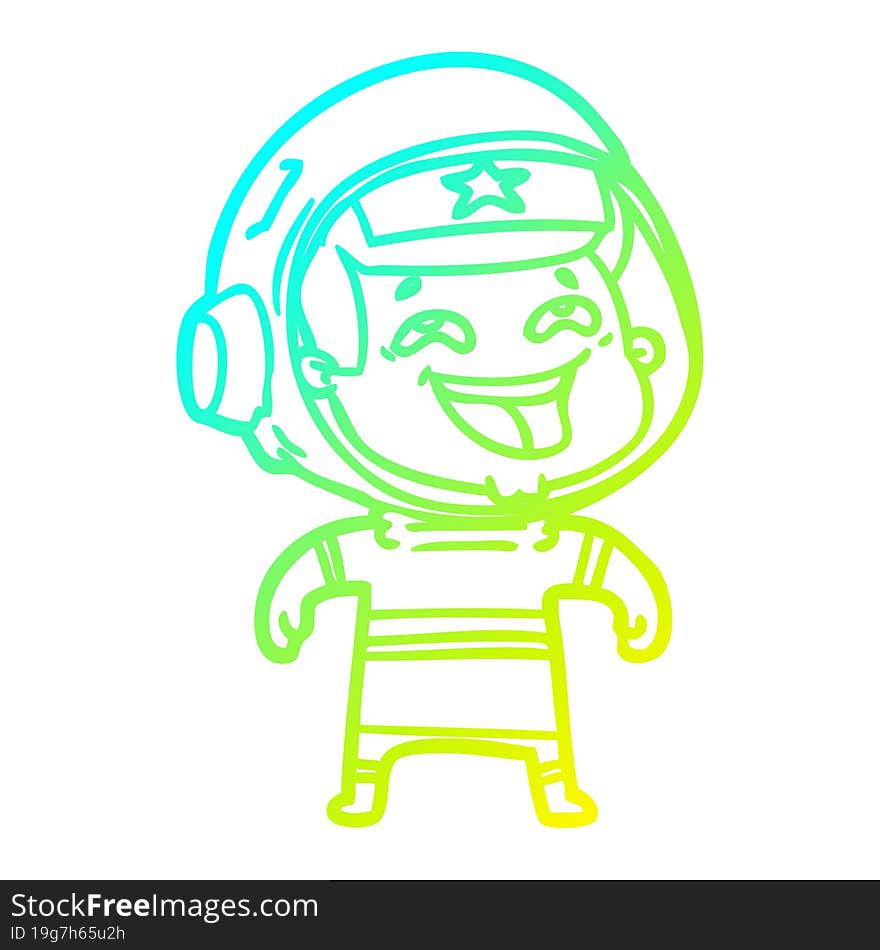 cold gradient line drawing cartoon laughing astronaut