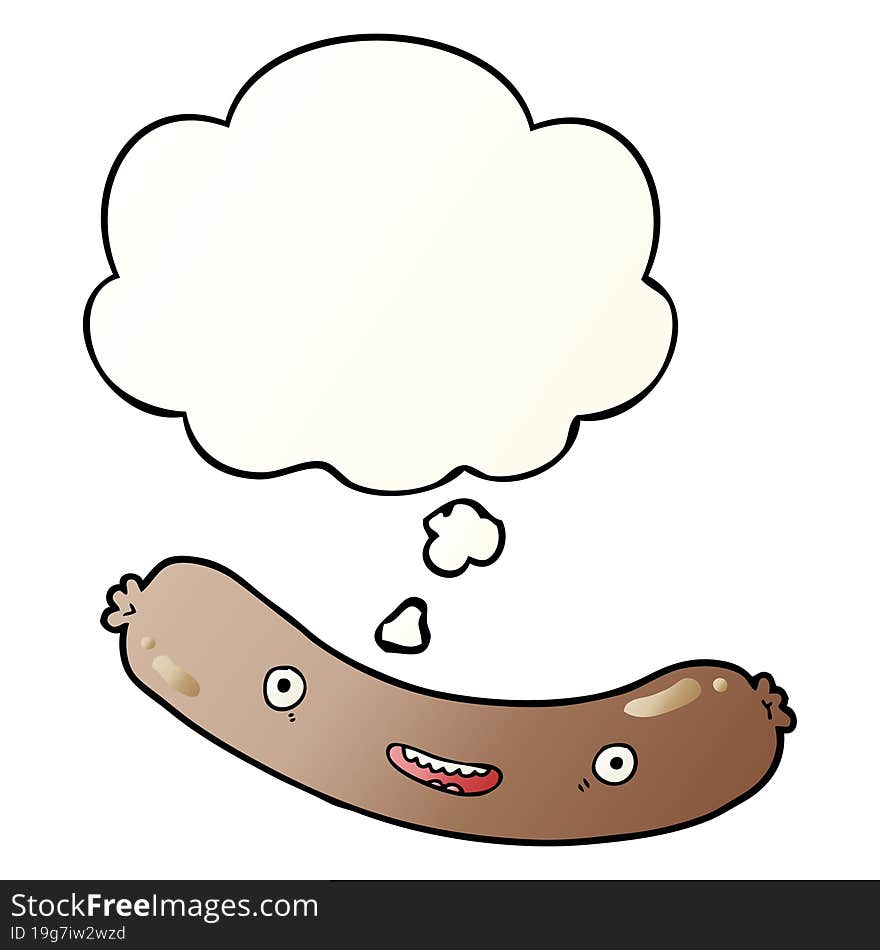 cartoon sausage and thought bubble in smooth gradient style