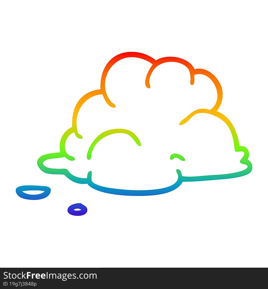 rainbow gradient line drawing cartoon storm cloud