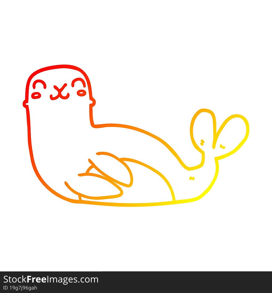 warm gradient line drawing cartoon seal