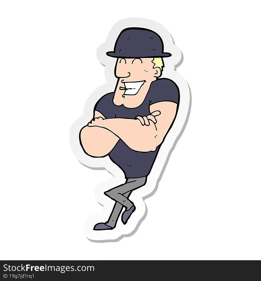 Sticker Of A Cartoon Man Wearing Bowler Hat