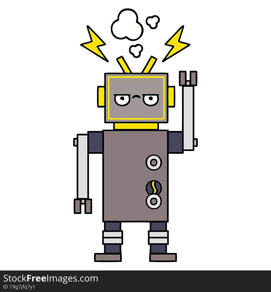 cute cartoon of a malfunctioning robot