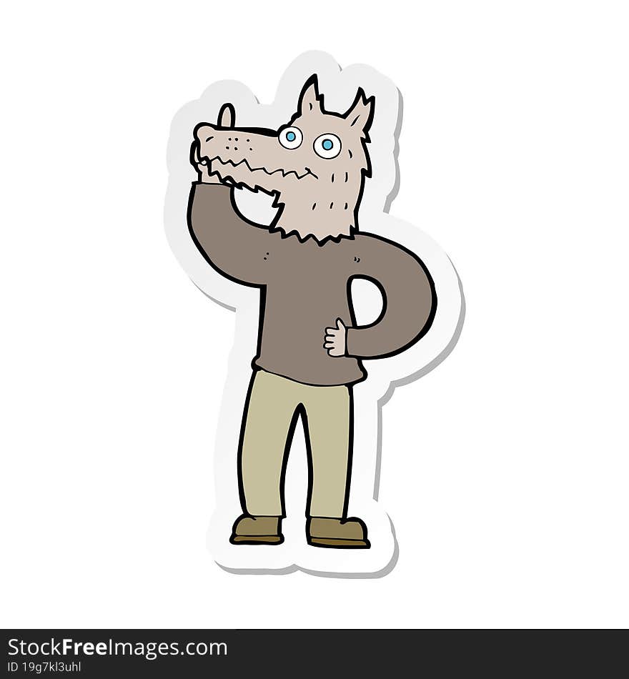 sticker of a cartoon werewolf with idea