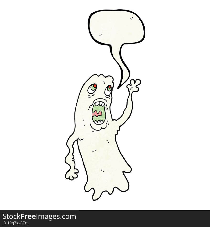 freehand speech bubble textured cartoon ghost