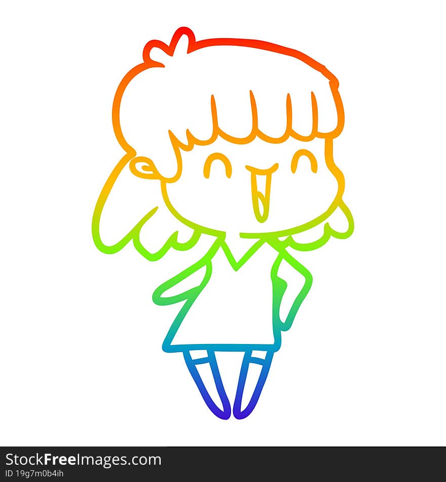 rainbow gradient line drawing of a cartoon woman