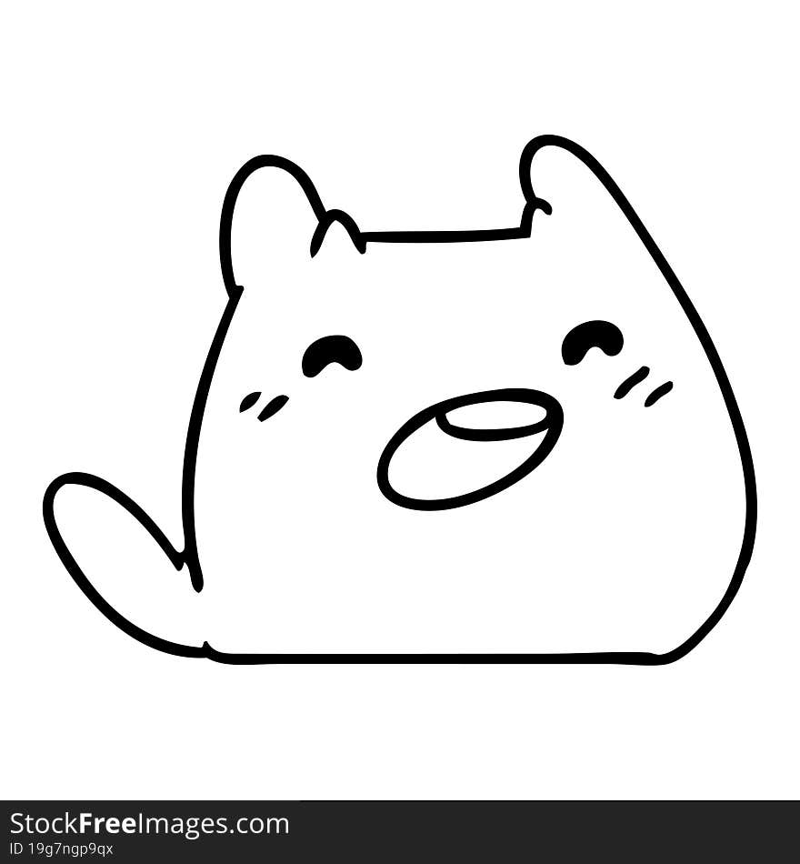 Line Drawing Of A Kawaii Cat