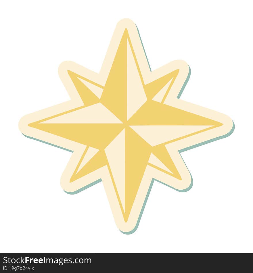 sticker of tattoo in traditional style of a star. sticker of tattoo in traditional style of a star