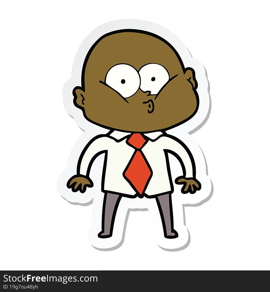 sticker of a cartoon bald man staring