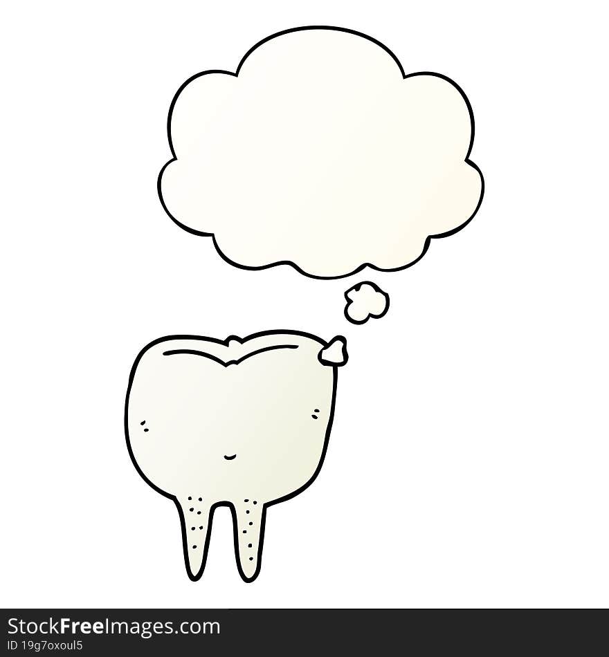 cartoon tooth and thought bubble in smooth gradient style