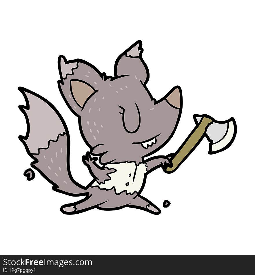 cartoon halloween werewolf with axe. cartoon halloween werewolf with axe