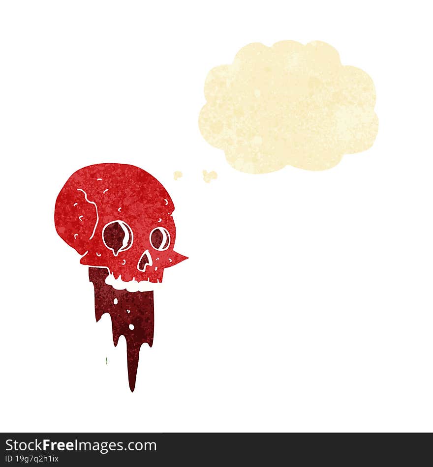 gross halloween skull cartoon with thought bubble