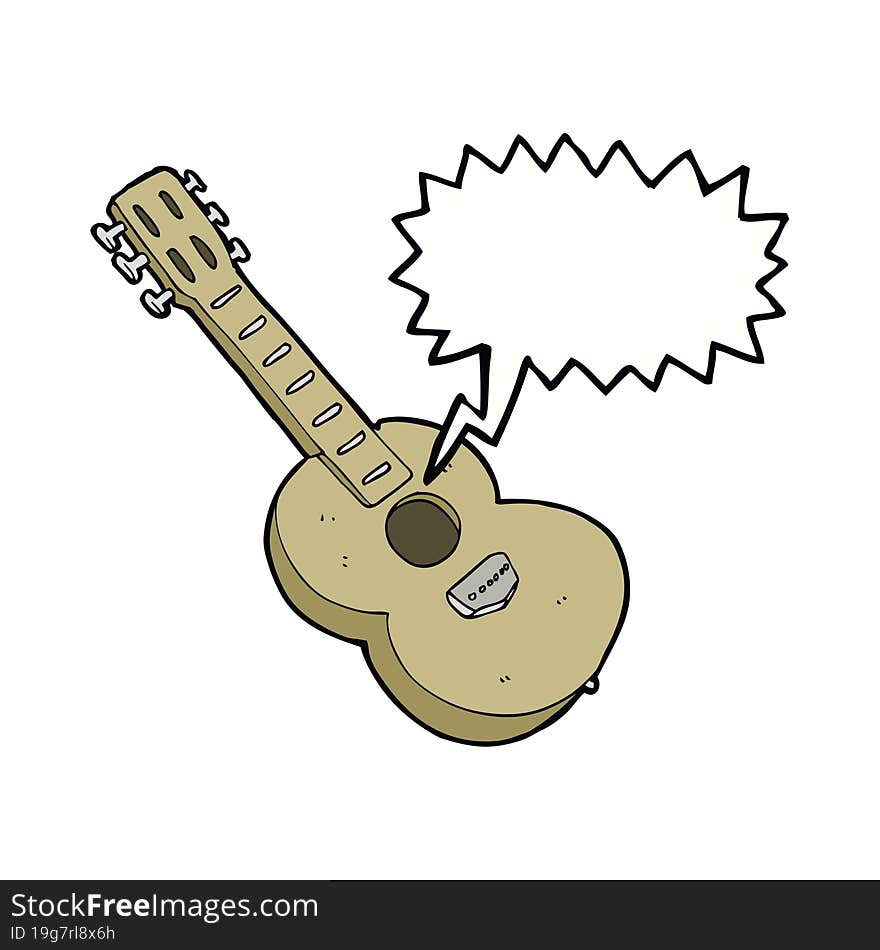 cartoon guitar with thought bubble