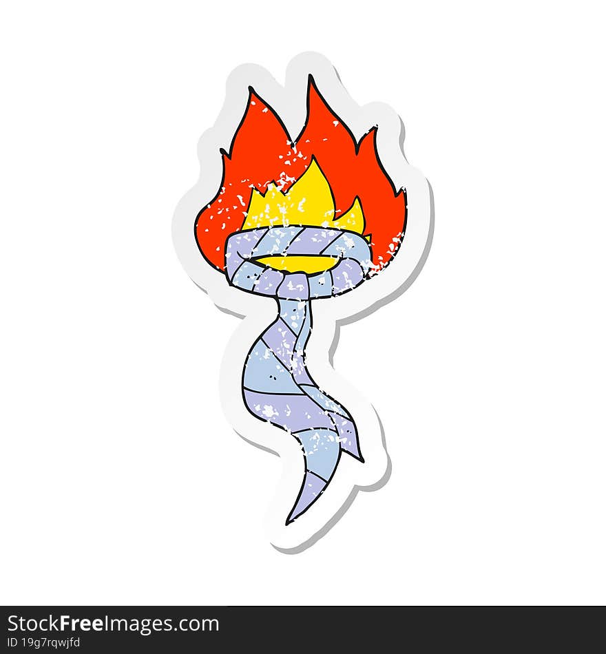 retro distressed sticker of a cartoon burning work tie