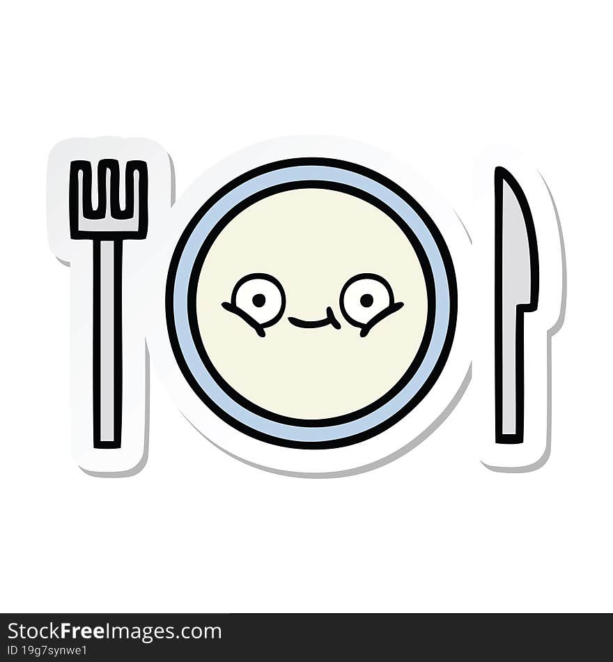 sticker of a cute cartoon dinner plate