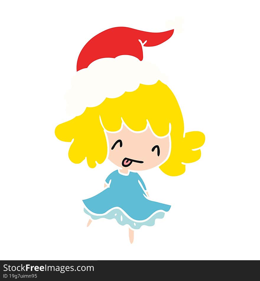 hand drawn christmas cartoon of kawaii girl