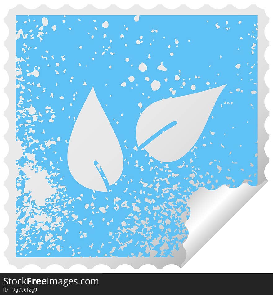 distressed square peeling sticker symbol leaves