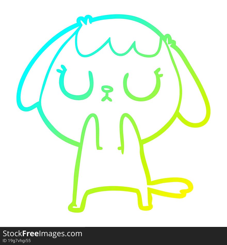 cold gradient line drawing cute cartoon dog